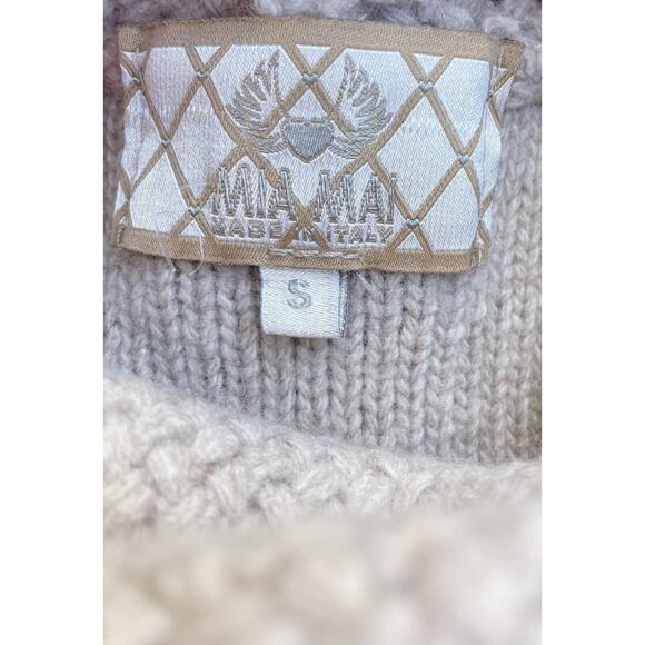 Mia Mai Wool Cashmere Sweater Womens S Beige Tan Basket Weave Short Sleeve - Picture 7 of 7